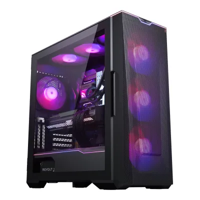 (附送3把風扇) Phanteks ECLIPSE G500A DRGB CASE e-ATX Case 中塔機箱 強化玻璃 MESH PANEL TEMPERED GLASS - 黑色