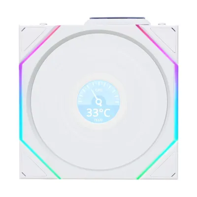 LIAN LI 聯力 UNI FAN TL120 LCD Reverse Blade Wireless 120mm 反向單風扇 - White 白色 【沒有附控制器】