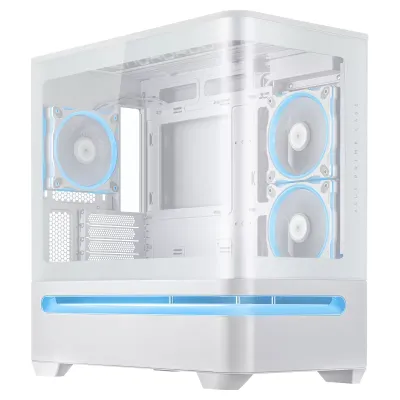 ASUS PRIME AP202 ARGB Mirco-ATX 機箱 (建議額外加購ARGB風扇) - 白色