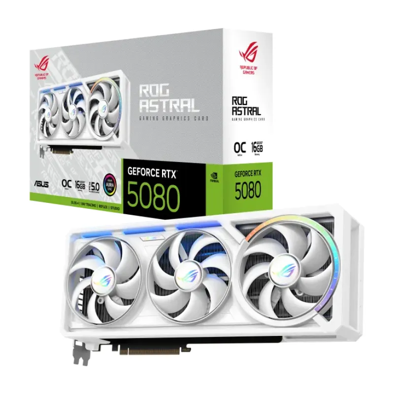 ASUS 華碩 ROG Astral WHITE GeForce RTX 5080 16GB GDDR7 OC 白色顯示卡