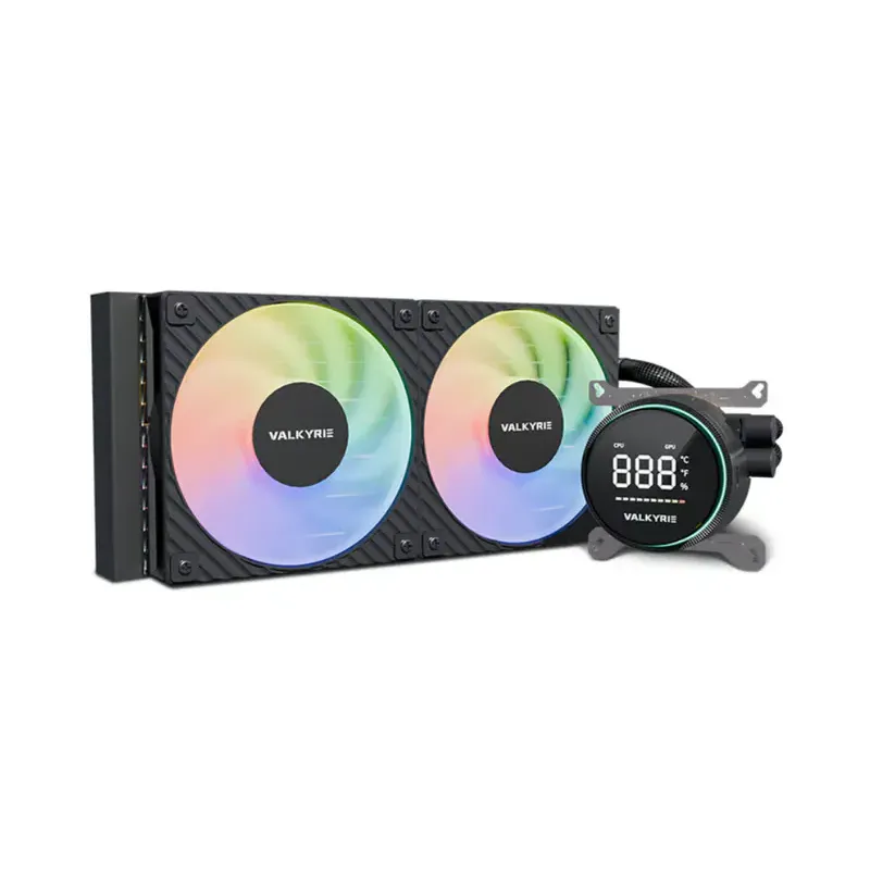 Valkyrie GLA-240 ARGB 智能數碼屏幕 240mm 水冷散熱器(黑/白) - 黑色